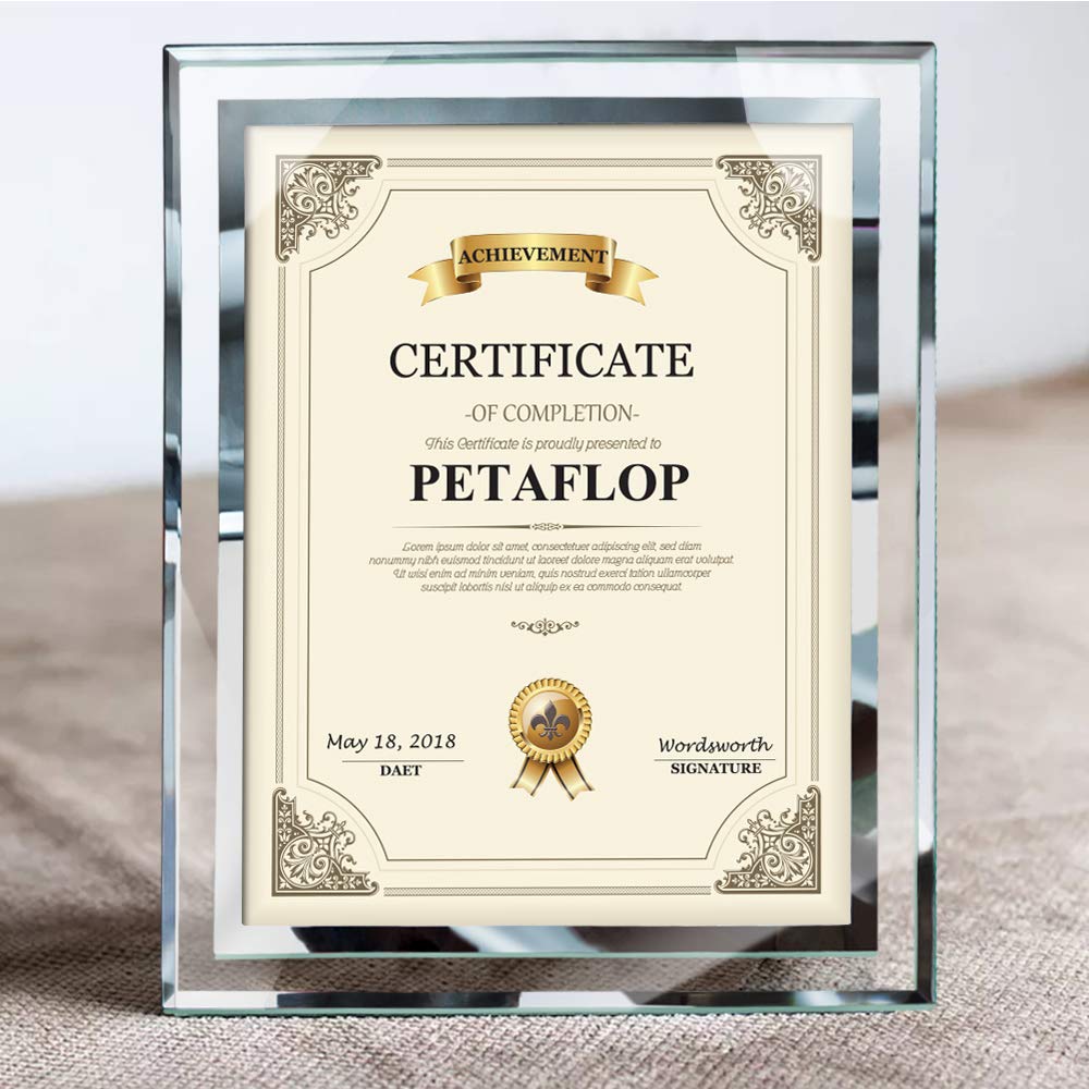 PETAFLOP 8.5x11 Picture Frames Glass 8.5 x 11 Frame Tabletop Display, 2 Pack clear