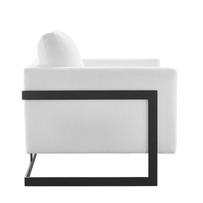 Posse Upholstered Fabric Accent Chair in Black White