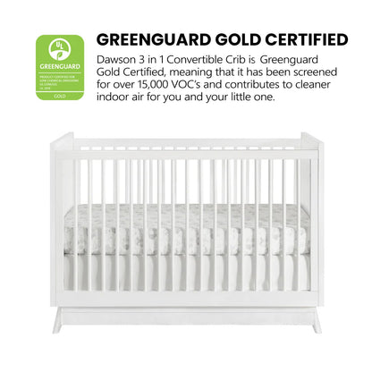 Oxford Baby Dawson Modern 3-in-1 Convertible Island Baby Crib, White, Green Guard Gold Certified
