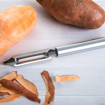 Rada Cutlery Deluxe Vegetable Peeler (R141), 2" Stainless Steel Swiveling Blade, Silver Handle