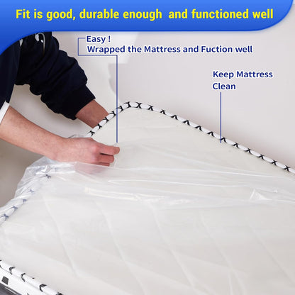 Queen Size Mattress Bag - Heavy-Duty Plastic Protector Cover for Moving | 1PK