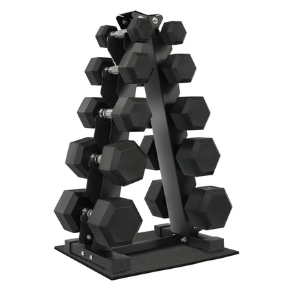 Fitvids Fitvids Rubber Coated Hex Dumbbell Weight Set and Storage Rack, 100LBS, 150LBS or 200LBS Set, 5-20 lbs, 5-25 lbs, 10-30 lbs Pairs