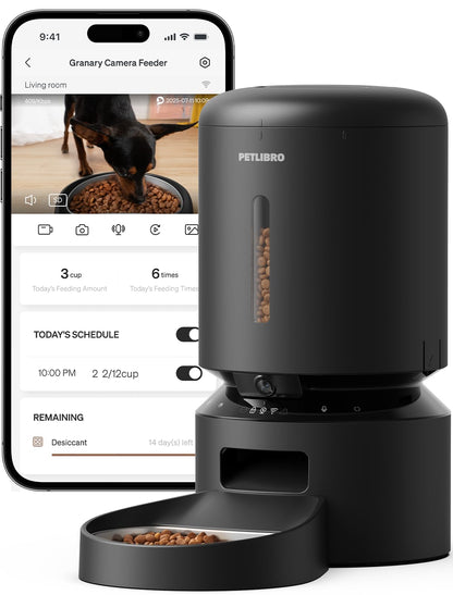 PETLIBRO Automatic Cat Feeder with Camera, 1080P HD Video with Night Vision, 5G WiFi Pet Feeder with 2-Way Audio, Low Food & Blockage Sensor, Motion & Sound Alerts for Cat & Dog Single Tray