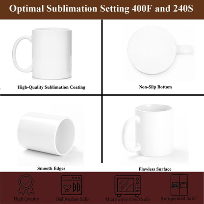 ABBSH Sublimation Mugs, Sublimation White Coffee Mugs Tazas Para Sublimacion Blank 11 OZ With Box for for Coffee, Soup, Tea, Milk, Latte, Hot Cocoa Set of 12