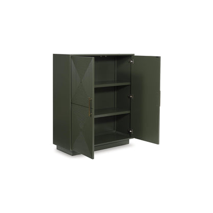 Signature Design by Ashley Geirwood Contemporary Accent Cabinet with Shelf and Geometric Pattern, Green