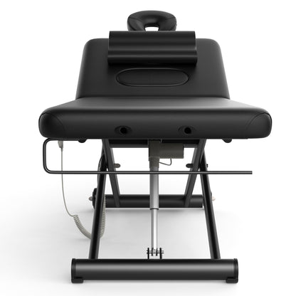 Electric Massage Bed with Adjustable Height and Backrest, Electric Massage Table for Treatment, Physical Therapy and Spa Facial Bed, 2 Motor, Hydraulic Equipment, Remote Control, 32 W x 75 L, Black