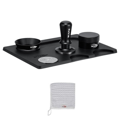 IKAPE 53.3MM Espresso Tamper Kit Black 6 IN 1, Espresso Tool Kit with Coffee Tamper, Distributor, Magnetic Dosing Funnel, Silicone Mat, Puck Screen, Cleaning Towel