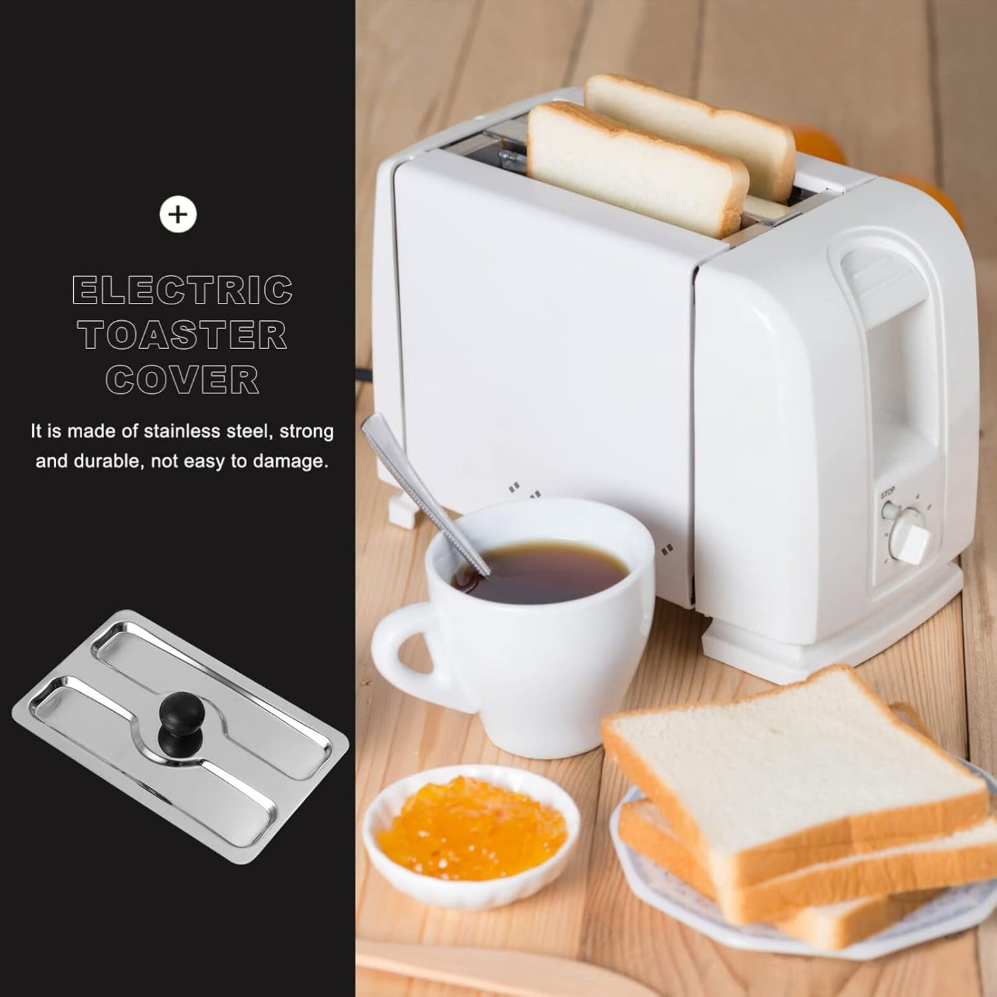 LIFKOME Metal Toaster Dust Covers, Stainless Steel Electric Bread Maker Upper Covers for Toaster Appliance Accessories