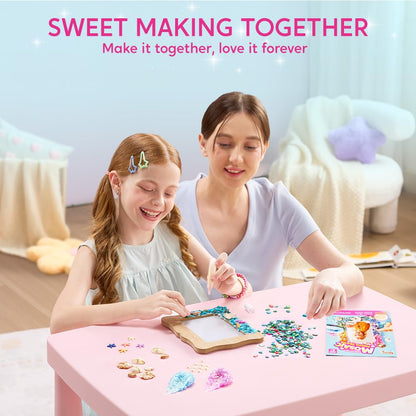 JOVA Klever Kits Mosaic Photo Frame Craft Kit, DIY Crafts for Girls 8-12 6 7 Years Old Girl Gifts Summer Activities, Make Your Own Picture Frame Mosaic Kits for Kids