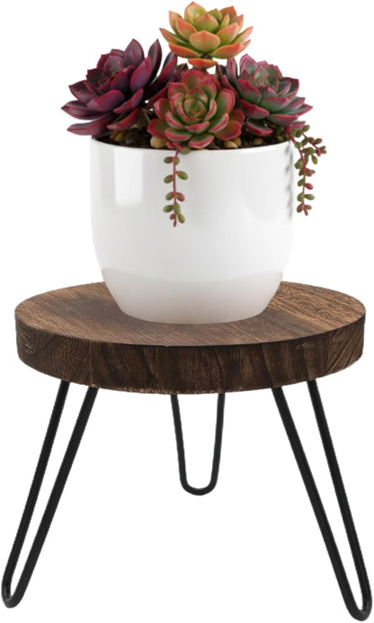 8'' 5-10 Inch Wood Plant Stand Indoor Outdoor, Wooden Planter Stands Fit Pot, Plant Stool Flower Pot Stand Gardening