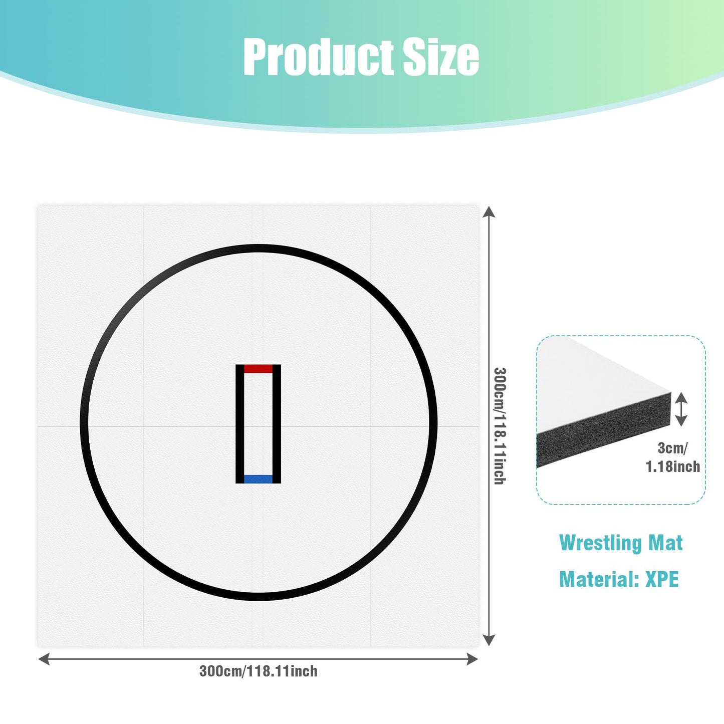 Flexi-Roll Wrestling Mat for Home, 118.11inch Roll-Up BJJ Judo MMA Jiu Jitsu Yoga Martial Arts Mat, Portable Training Floor for Gym, Grappling & Workout
