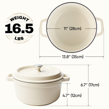 6.5 Quart Dutch Oven Pot with Lid, Non Stick Enameled Cast Iron Dutch Oven for Bread Baking, Heavy-Duty, Oven Safe Ceramic Cookware Up to 500°F for Baking, Braising, Stews, Roasting, Red