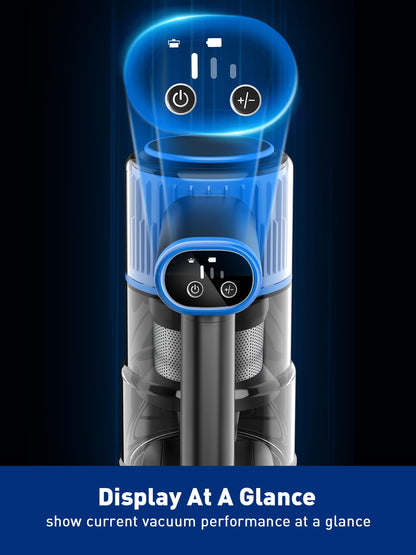 VOKENE Cordless Vacuum Cleaner, 8 in 1 Powerful Suction Lightweight Vacuum Cleaner for Home, LED Display, 3 Suction Modes, 45Mins Detachable Battery Vacuum for Hard Floor Carpet Pet Hair