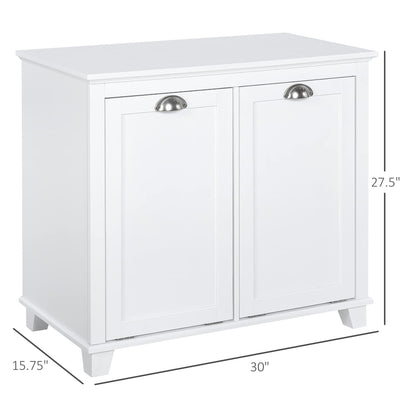 Tilt Out Laundry Sorter Bathroom Cabinet, White