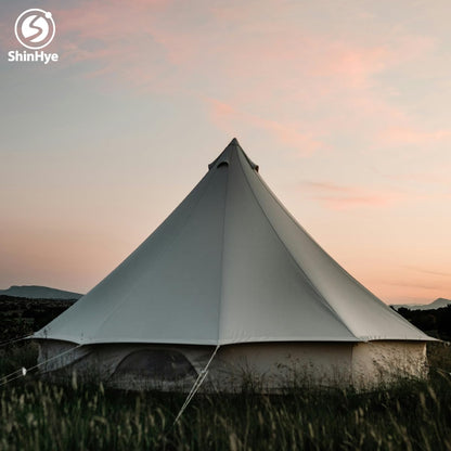 ShinHye Canvas Bell Tent Yurt Tent 4 Seasons for Camping 100% Cotton Glamping Tents with Stove Jack, Family Camping Outdoor Hunting Party (5M- 16.4FT)