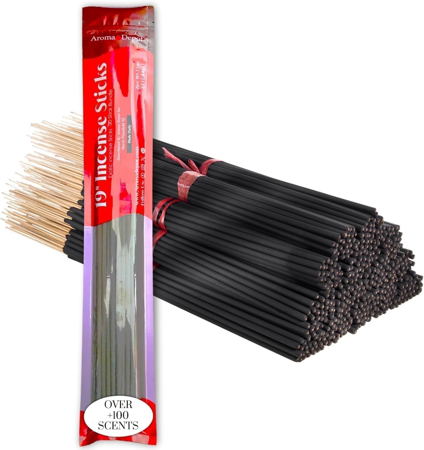 Aroma Depot 19'' Pink Sugar Incense Sticks, Approx 27 to 30 Sticks Per Bundle, Each Burns 3 to 4 Hours