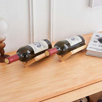 Single Wine Bottle Holder, Personalized Bamboo Stand for Table Top Wine Rack, Countertop Organizer
