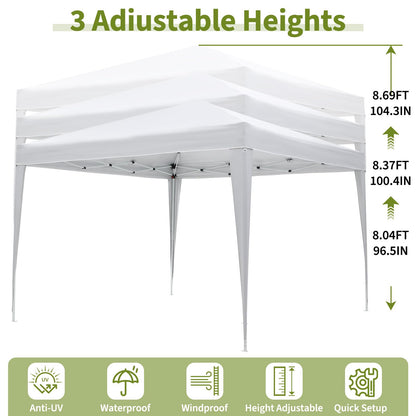GarveeTech 10x10 Pop Up Canopy Tent with 4 Sidewalls, Heavy Duty Instant Portable Gazebo with UPF 50+ Waterproof Top & Removable Walls for Outdoor, Backyard, Beach, Camping, White