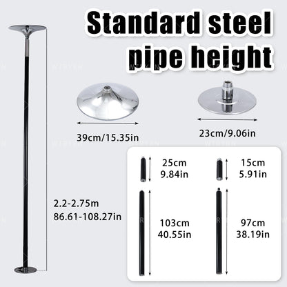 WTRYRN Removable Static & Spinning Dance Pole, Dancing Pole, No Drill Installation, Space-Saving, Durable Steel for Home Gym, Studio, Bedroom Pink