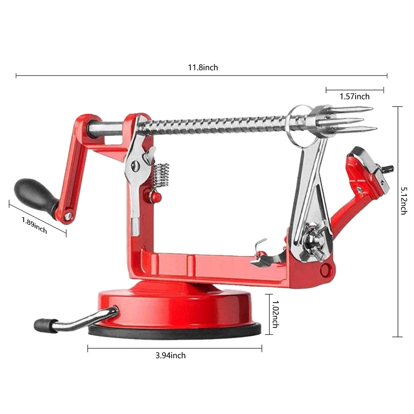 Apple Peeler, Slicer Corer Potato Peelers 3 In 1, Stainless Steel Heavy Duty Suction Cup Base And 7 Extra Blades (Red)