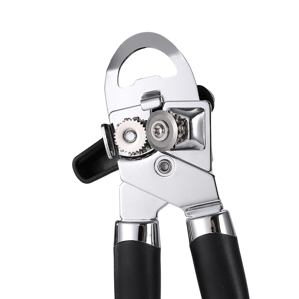 Manual Can Opener, Effortless Operation, Remove Lid with Magnet, 3 in 1 Bottle Opener & Milk Powder Opener, Soft Grip Handles, Easy to Turn, Heavy Duty Can Openers for Seniors - Black