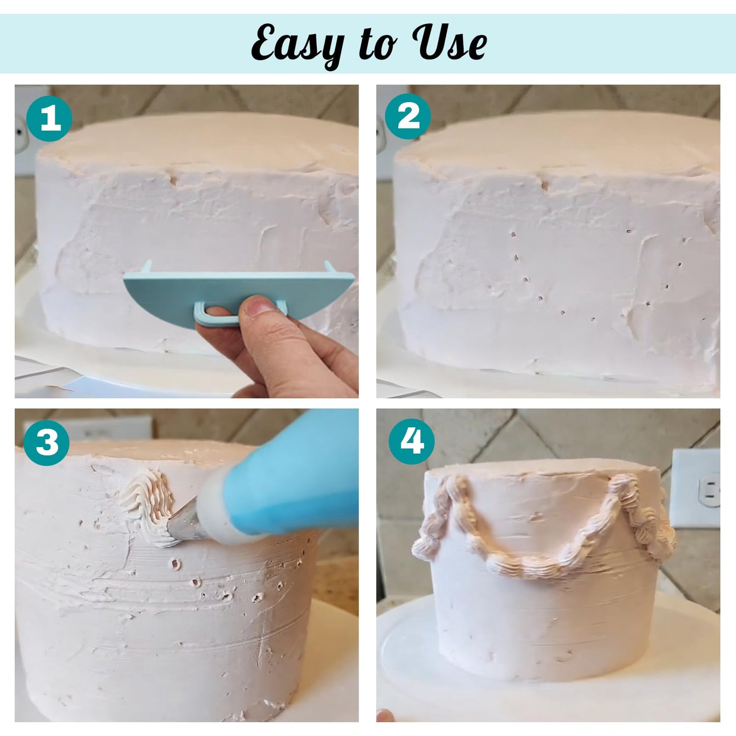 3 PCS Cake Arch Guide Tools,Ruffle Piping Guide,for Evenly Spaced Piping for 4"-12" Cakes,Cake Swag Marker Tool,Cake Decoration Tools & Making Supplies(Style 1)