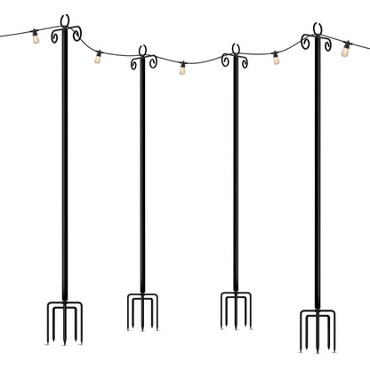 Brightech Bundle Ambience Pro Incandescent Outdoor String Lights - Commercial Grade Waterproof Patio Lights with 24Ft + 4-Pack 10FT String Light Poles