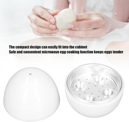 Rapid Egg Cooker, 4 Eggs Capacity Hard Boiled Cooker, Compact Design, ABS Material, Egg Shape, Microwave Function, White
