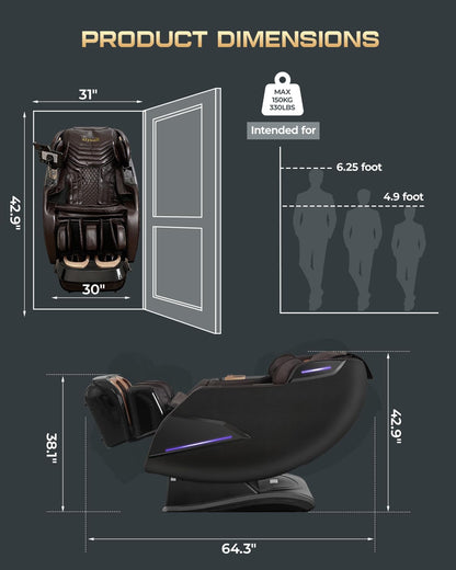 4D Massage Chairs Full Body,Zero Gravity SL-Track Shiatsu Massage Chair Recliner,Core Heating,20 Massage Techniques,Deep Yoga Stretch,Foot Rollers, Ai Voice,Touch Screen,Wireless Charging