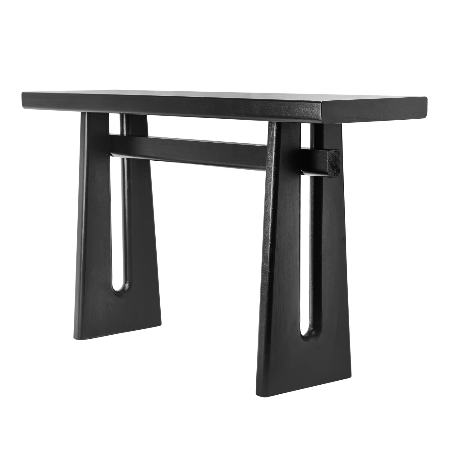 Christopher Knight Home Hirai Narrow Console Table with Geometric Silhouette, Entryway Table with Premium Wood Veneer Finish, MDF Wood Design Display Table for Home Decoration, Living Room, Black