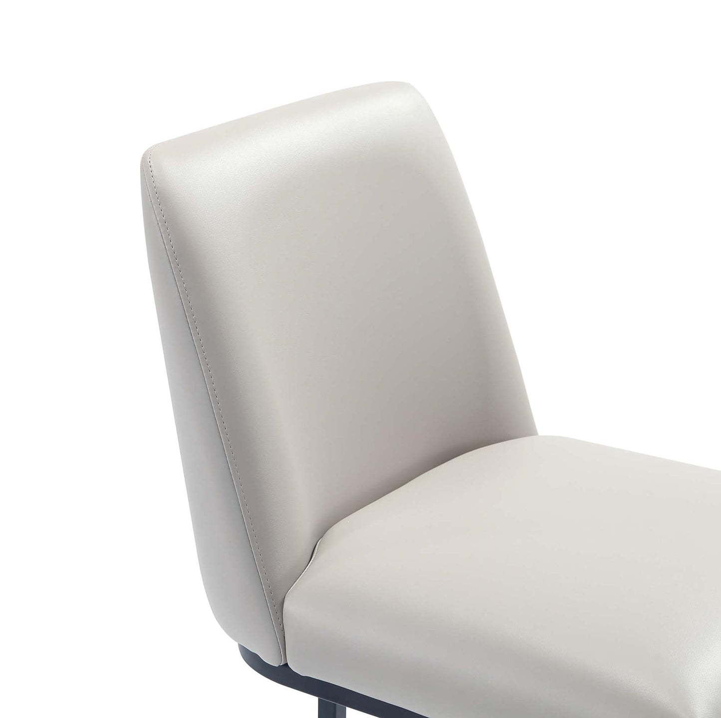 Manhattan Comfort Serena Modern Leatherette Upholstered Counter Stool | Sturdy Metal Frame with Matte Black Finish | High-Density Foam Padding | Elegant Design for Bar and Kitchen, Light Grey