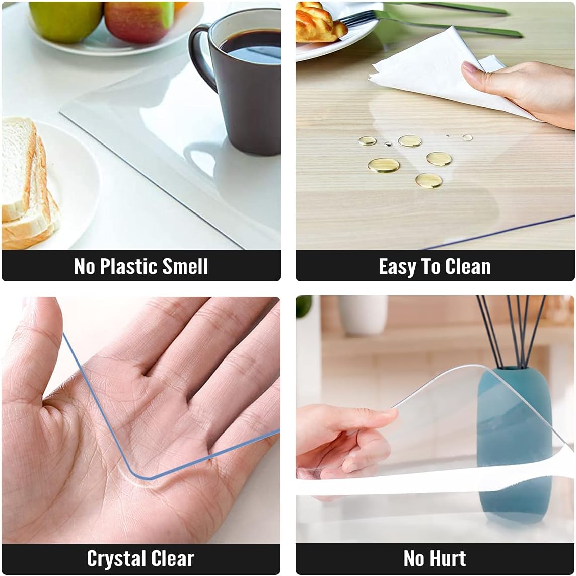 Clear Table Protector 2mm Thick 12 x 12 Inch, Waterproof Desk Pad for Writing Desk, Coffee Table, Dresser Protector