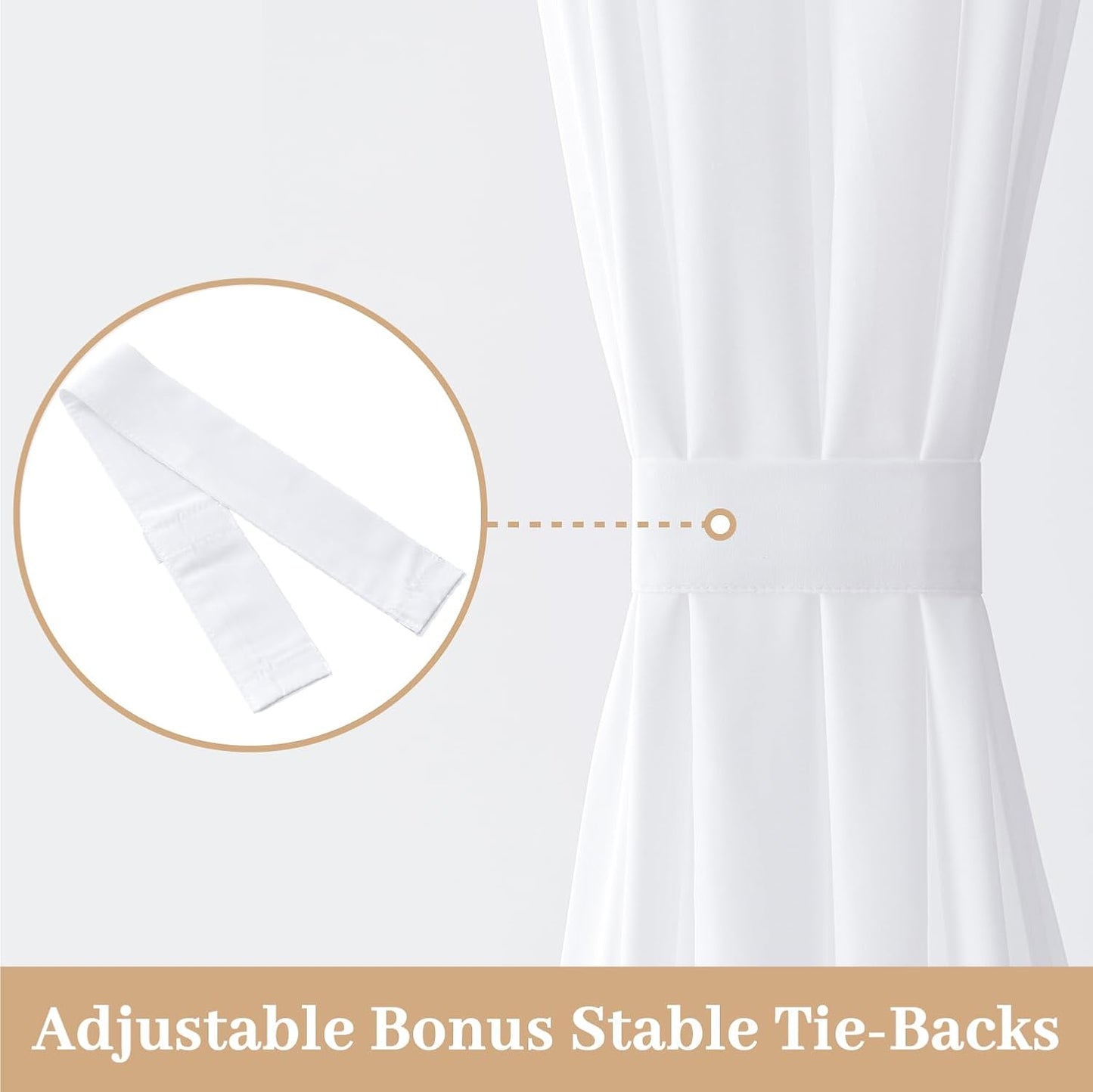 MIULEE French Door Curtains - Non-See-Through Privacy Light Filtering Sheer Drapes | White, 26 x 72 Inches, 2 Panels