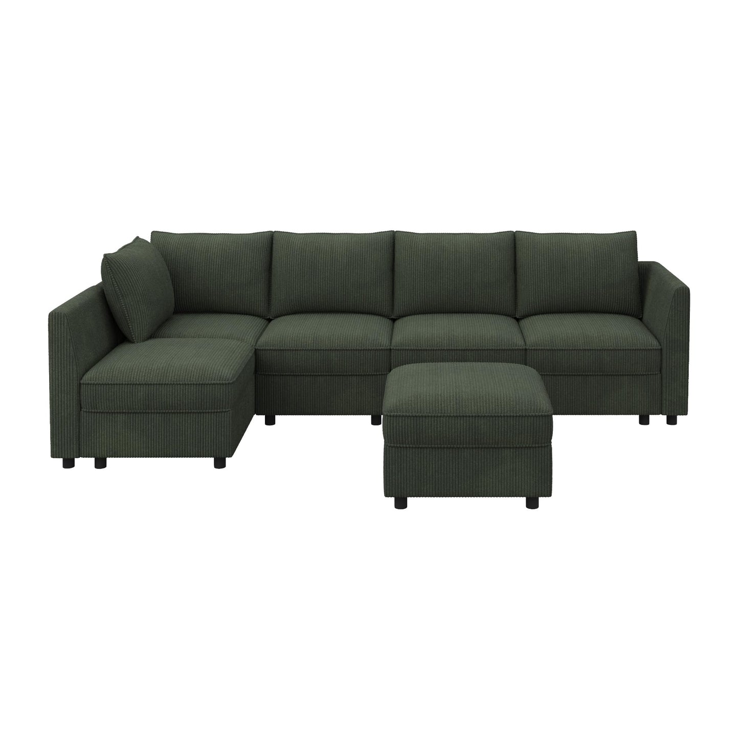 HONBAY Modular Sectional Sleeper Sofa Green Couch L Shaped Sectional Sofa with Storage, Convertible Couches for Living Room - Green