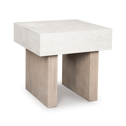 Signature Design by Ashley Jorlaina Modern End Table with Heat Resistant, Scratch Resistant and Fade Resistant Surface, Light Gray & Light Brown