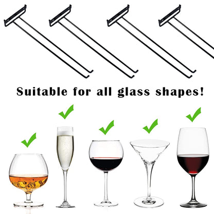 AMUFYSHH 4 Packs 12 Inch Wine Glass Racks Cup Wall Mounted Stemware Hanging Wine Glasses Holder Under Cabinet Wire Wine Decor Racks