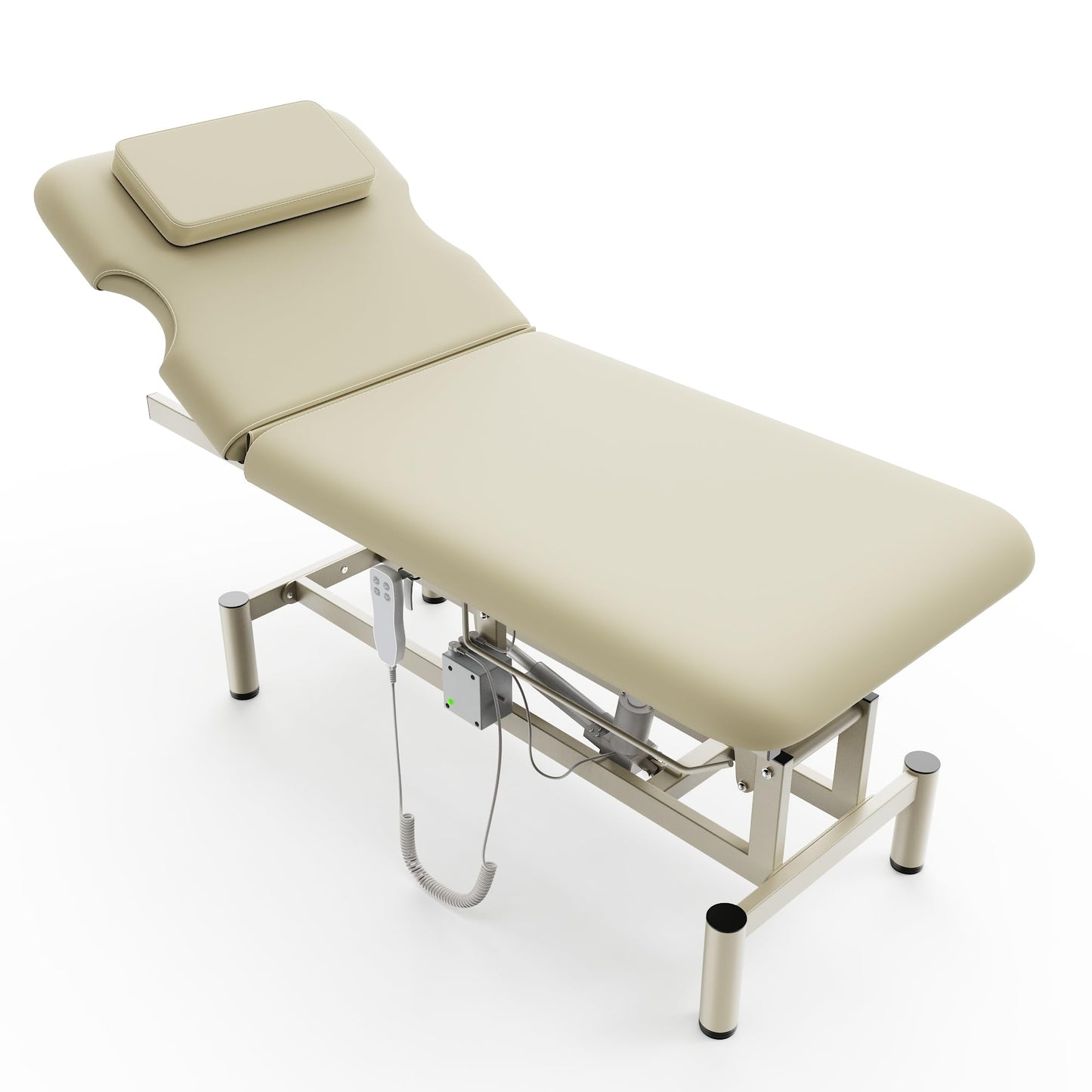 Dolonm 2 Motors Electric Massage Table, Hydraulic Electric Lift Adjustable Backrest and Height Lifting for Treatment, Physical Therapy, Spinal Massage, Facial Spa, Waxing, Tattooing - Beige Gray