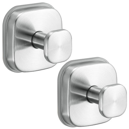 Fenas No-Drill Reusable Suction Cup Hooks, 2-Pack Brushed Nickel – Towel, Robe, Loofah, Coat Hook for Glass, Mirror, Tile, Shower, Bathroom, Kitchen & Metal (Smooth, Non-Porous Surfaces)