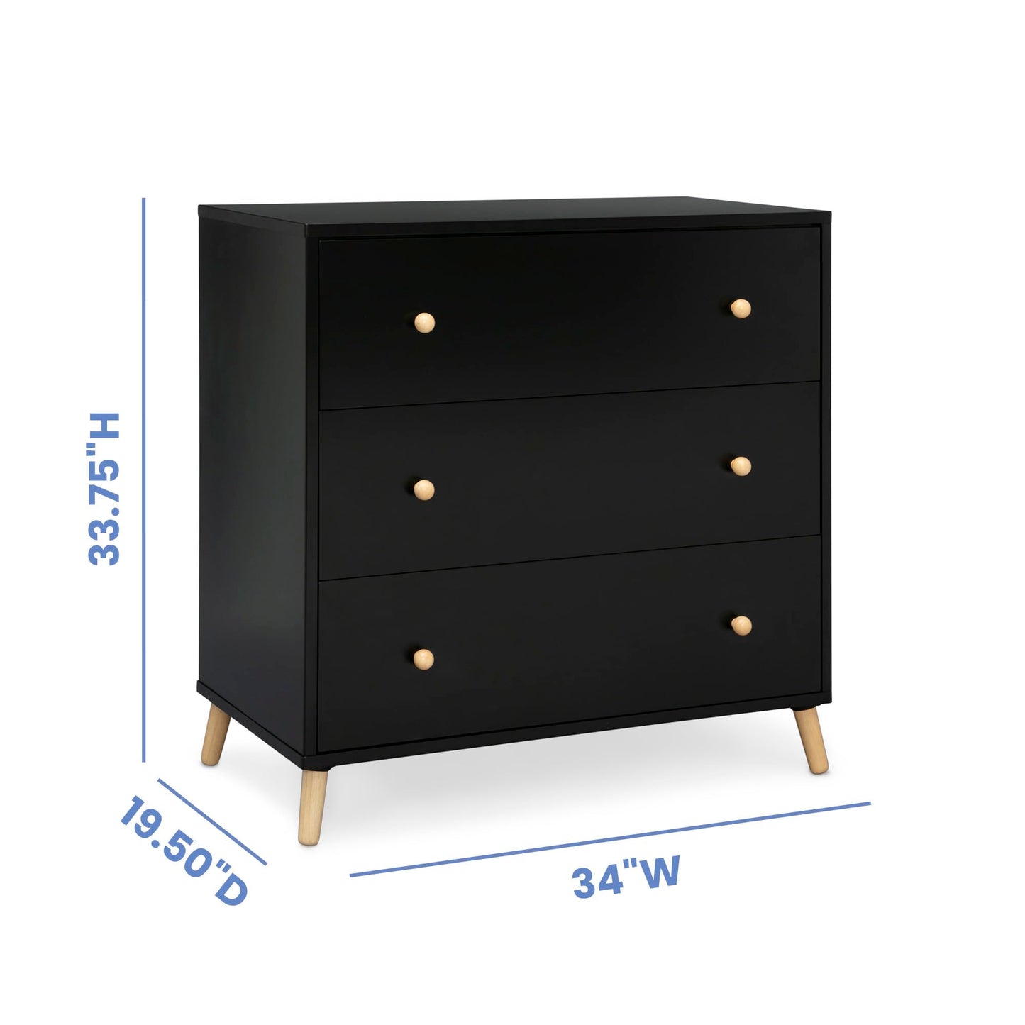 Delta Children Essex 3 Drawer Dresser with Interlocking Drawers, Ebony/Natural