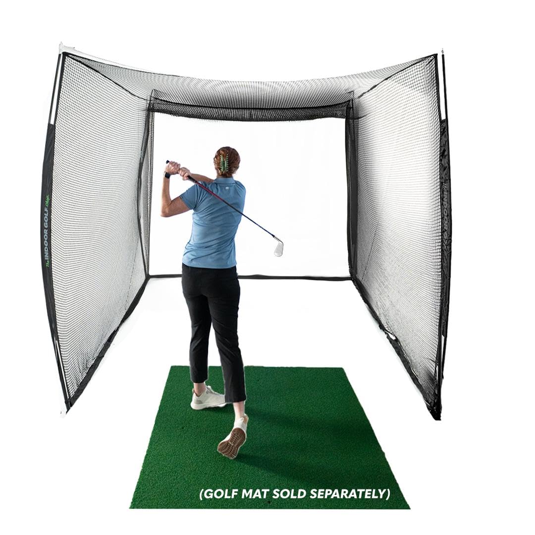 The Indoor Golf Shop - Golf Net 10' x 8' with Impact Screen Knotless Golf Hitting Net with Simulator Screen for Indoor and Outdoor Practice - Arrives Ready to Assemble and Use