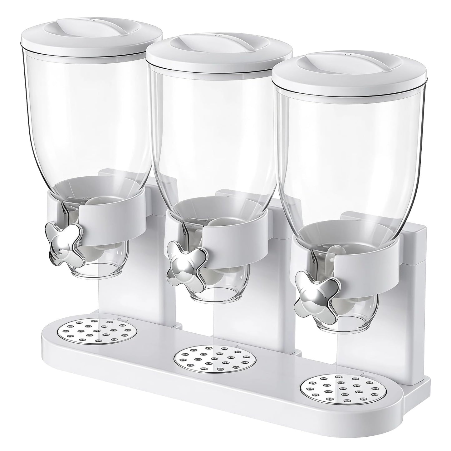 Cereal Dispenser Countertop, 3 Pack 2L/67oz Cereal Dispenser, Airtight Cereal Containers Storage, Rotating White Plastic Dry Food Dispenser, Rice Dispenser, Candy Dispenser for Cereal, Coffee Beans