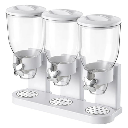 Cereal Dispenser Countertop, 3 Pack 2L/67oz Cereal Dispenser, Airtight Cereal Containers Storage, Rotating White Plastic Dry Food Dispenser, Rice Dispenser, Candy Dispenser for Cereal, Coffee Beans