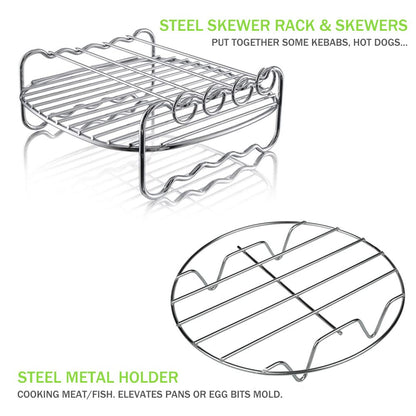 Dual Basket Air Fryer Accessories, 15pcs Set for Ninja DZ401 DZ201 Foodi Dualzone Air Fryers with 100pcs Air Fryer Liners, 2 Non-Stick Pans, Bread,Toasting,Skewer Racks, 6 Cake Cups, 2 Mitts, Recipes