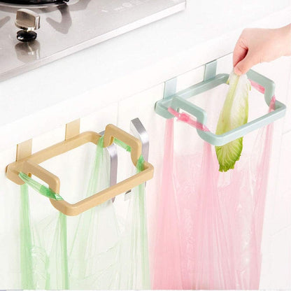 Pack 1) Kitchen Trash Bag Holder Towel Rack Garbage Bag Hanger Hanging Trash Garbage Hook(Blue
