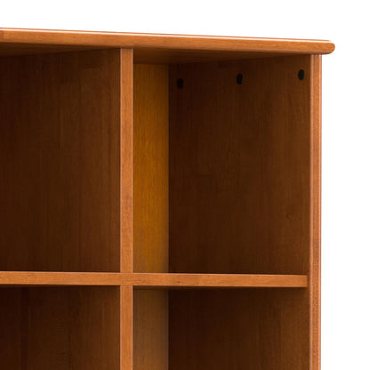 SIMPLIHOME Draper Bookcase - 58 inch Tall 9-Cube Solid Hardwood Cube Organizer with Drawers in Teak Brown, Mid-Century Storage for Living Room, Entryway or Bedroom with Cubbies and Angled Legs