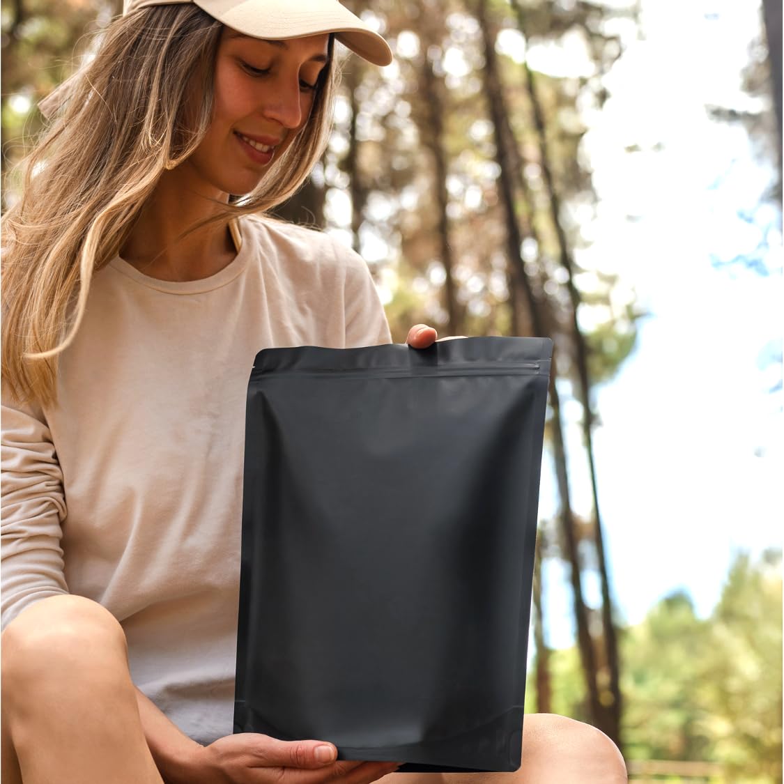 Chamigon 50 Pack 1 Gallon Matte Black Stand Up Food Storage Bags – 5 Mil 10x14 Inches Resealable Food Storage Zipper Pouch Bag, Large Heat Sealable Plastic Foil Packaging Pouches