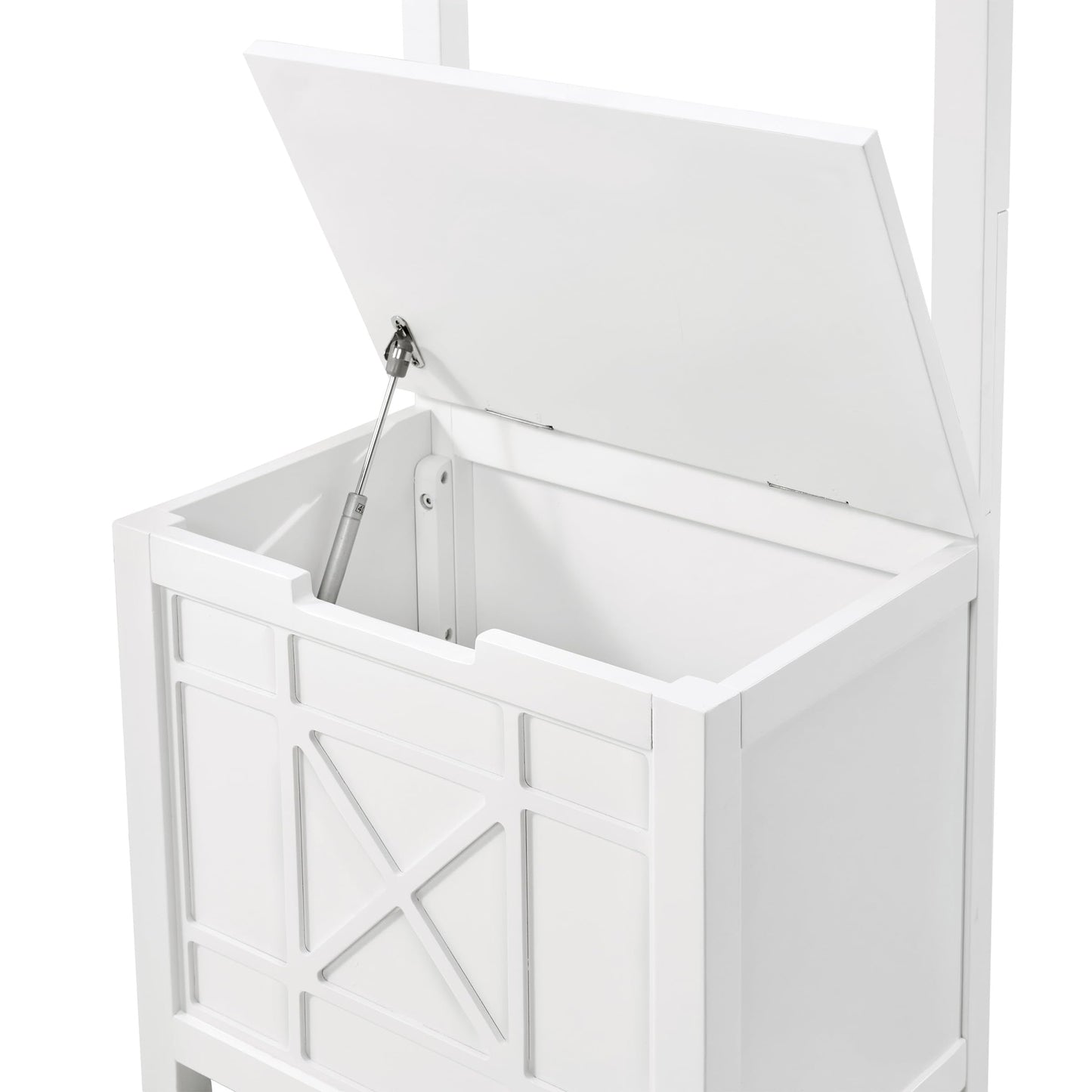 Derby Laundry Hamper with Seat & Towel Rack – Storage Stool for Entryway, Laundry Room, or Bathroom by Alaterre Furniture (White)