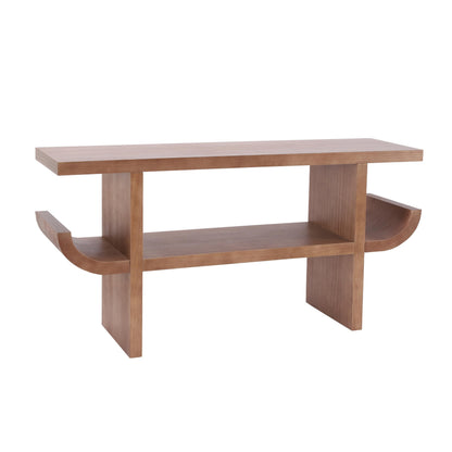 Christopher Knight Home Mesha Modern Console Table with Shelf, Wooden Entryway Table with Open Storage Shelf, Behind The Couch Long Sofa Table for Living Room, Natural Brown