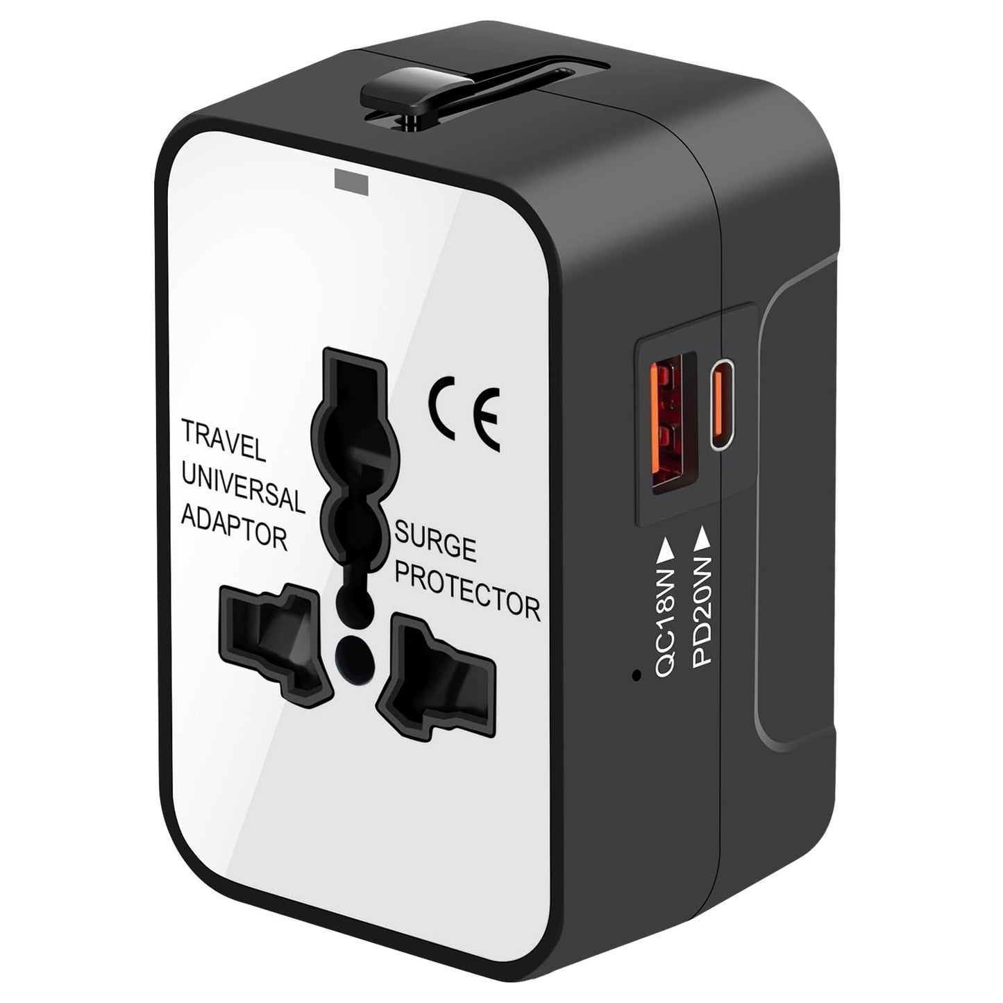Universal Travel Adapter Worldwide, GaN Fast Charging with PD 3.0 USB-C & USB-A Quick Charge Ports, All-in-One International Power Plug Adapter Converter AC Wall Charger for Europe USA UK AUS Black