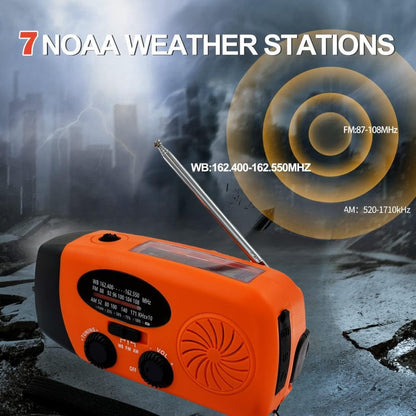 7400mWh Weather Emergency Radio, Portable Solar AM/FM/NOAA Hand Crank Radio, Cell Phone Charger with SOS, 1W LED Flashlight, Headphone Jack, Power for Emergency Preparedness (2000mAh Orange)